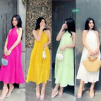 Đầm maxi đi biển cổ yếm suông dài váy dạo phố du lịch