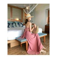 Đầm maxi đi biển cột nơ lưng siêu phẩm mùa hè chất voan lụa mát rượi () NHƯ Ý