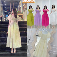 Đầm Maxi đi biển dự tiệc,váy maxi dáng dài xòe xếp tầng tiểu thư xinh xắn sang chảnh Thời trang