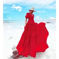 Đầm Maxi Đi Biển, Váy Maxi Đi Biển, AVVA392, Chất Voan, Màu Đỏ, Trắng, Tuyệt Phẩm Sống Ảo, Siêu Hack Dáng.