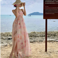 Đầm Maxi Đi Biển Xẻ Tà Họa Tiết Hoa Văn Đẹp Lưng Hở Gợi Cảm Kiểu Hàn Quốc Coolline