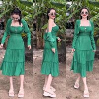 Đầm maxi hai dây áo có mút, sau lưng nhúng thun mặc thoải mái - Mã MX01