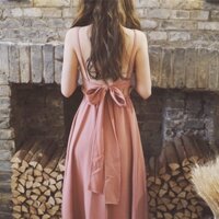 Đầm maxi Hai Dây Hở Lưng Siêu Đẹp Phong Cách babydoll Đi Biển Cho Nữ