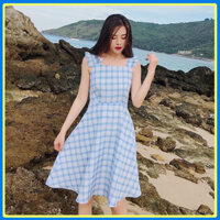 Đầm maxi hở lưng QK7 - Đầm maxi đi biển - Đầm maxi dự tiệc sang trọng - Đầm maxi đi biển hai dây chéo lưng - XANH - Size L  55kg - 58kg