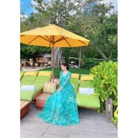 Đầm maxi hoa nhí tay dài du lịch biển voan tơ