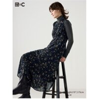 Đầm maxi hoa nhí thu đông xuất Nhật vnxk tqxk đầm cổ lọ tay dài phối đầm bên ngoài xuất khẩu dư tuồn xịn