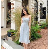 Đầm Maxi hoa nhí xanh mint