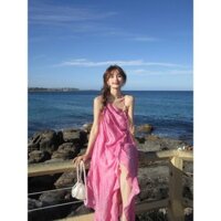 Đầm maxi hồng Hàn Quốc