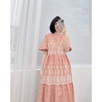 ĐẦM MAXI LINEN COTON THÊU HOA