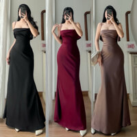 Đầm Maxi Lụa 2 Dây Thiết Kế Sang Trọng Cách Điệu Hở Lưng Quyến Rũ
