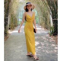 Đầm Maxi Lụa Đi Biển Hở Lưng Dáng Dài