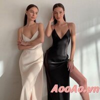 Đầm Maxi Nữ Sát Nách Cổ Chữ V Xẻ Tà Thời Trang