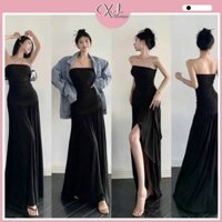 Đầm Maxi ống Đen, cúp ngực chất Lụa Larong (LV212)