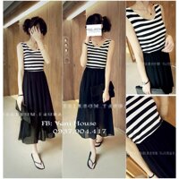 Đầm maxi phối sọc trắng đen VD122 - V120