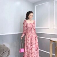 Đầm maxi tay dài cổ vuông