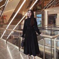 Đầm maxi tay dài kèm đai
