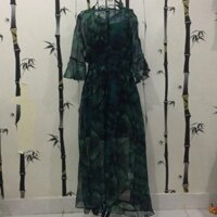Đầm Maxi tay loe - xanh
