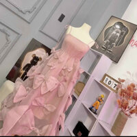 Đầm maxi tơ lụa đính nơ 2 dây siêu xinh mặc đi chơi, dự tiệc đều đẹp