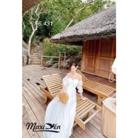 Đầm maxi trắng cúp ngực, váy rớt vai ống cúp maxi dài đi biển, đi chơi, đi tiệc F6.431 Maxi Yến