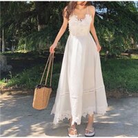 Đầm maxi trắng đi biển