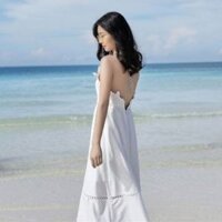 Đầm maxi trắng đi biển