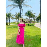 Đầm maxi trơn bèo tầng
