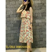 Đầm maxi voan 2 dây bèo