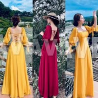 Đầm maxi voan 2 lớp xoè Đan dây lưng , Đầm maxi đi du lịch biển