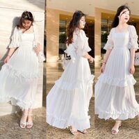 Đầm maxi voan bèo 2 tầng(sẵn/ hình thật)❤️FREESHIP❤️