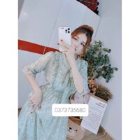 đầm  maxi voan hoa nhí nơ cổ