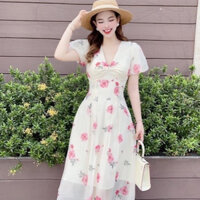 Đầm Maxi Voan Họa Tiết Hoa Màu Hồng Xinh Xắn Dịu Dàng Duyên Dáng