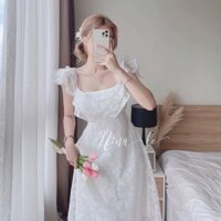 Đầm maxi voan tơ bèo hoa nổi nina le