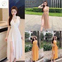 Đầm maxi voan xẻ tà quyến rũ huyvy