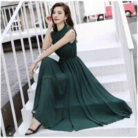 Đầm Maxi Xoè, Đầm Maxi Cổ Trụ, Đầm Xoè Sát Nách Cổ Trụ