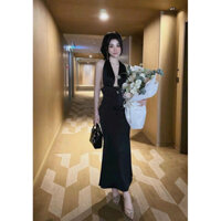 Đầm maxi yếm hở lưng ( có ảnh thật)