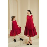 Đầm mẹ và bé - Đầm suông đuôi cá dệt hoa xù 3D + Monica dress  xinh xắn cho bé từ 3,4,5,6,7,8,9,10 tuổi