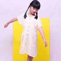 Đầm midi cánh dơi caro vàng bé gái từ 2 -12 tuổi để đi chơi  Jadiny DG204