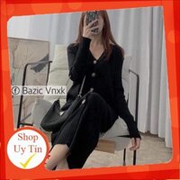 Đầm Midi dáng dài Vân Đá Nữ 🌸 Váy suông len tăm body cổ tim màu đen Ulzzang SIÊU HOT 🌸