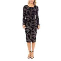 Đầm midi đen dệt kim tuyến vàng đồng Betsy & Adam