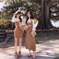 Đầm midi len yếm vintage nhập cao cấp giá sỉ,kèm ảnh thật-annalee18