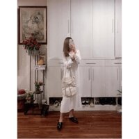 Đầm Midi Nữ Dáng Dài , Váy Tiểu Thư Viền Tầng 2 Lớp