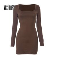 Đầm mini Tay Dài Màu Trơn Dáng Ôm Thời Trang 2023 Cho Nữ