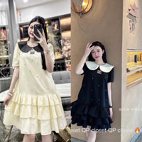 Đầm Miu dáng Babydoll Siêu xinh phối viền bèo Sang Chảnh Mẹ bầu dưới 75kg mặc ok