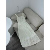 Đầm Mixxo 2 Dây Ren Đục Lỗ Màu Kem