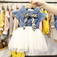 Đầm Mùa Hè Bé Gái 1-3 Tuổi Trẻ Em Váy Bé 2024 Thời Trang Công Chúa 6 Bé Gái Váy Denim20250310