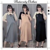 ĐẦM MÙA HÈ XINH CỔ POLO DÁNG SUÔNG DÀI NHIỀU MÀU CHẤT THUN COTTON MỀM MẠI CO GIÃN TỐT V741 - VÁY BẦU CÔNG SỎ FREESIZE
