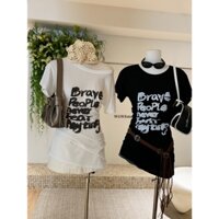 Đầm ngắn ôm body chất thun mềm, đầm body nữ cá tính thêu chữ hợp đi party, đi chơi