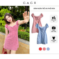 Đầm Ngắn Phối Ren Trễ Vai Mocking sau, tay ngắn bo thun GAGO GG4906