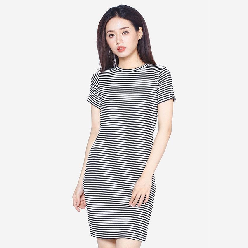 Đầm Ngắn Tay Dáng Suông Kẻ Sọc SoYoung DRESS 0058