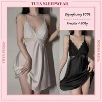 Đầm ngủ 2 dây lụa satin bigsize, váy mặc mặc nhà dễ thương MS2112